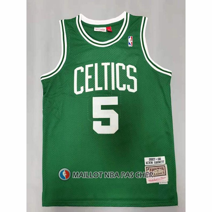 Maillot Boston Celtics Kevin Garnett NO 5 Hardwood Classics Throwback Vert